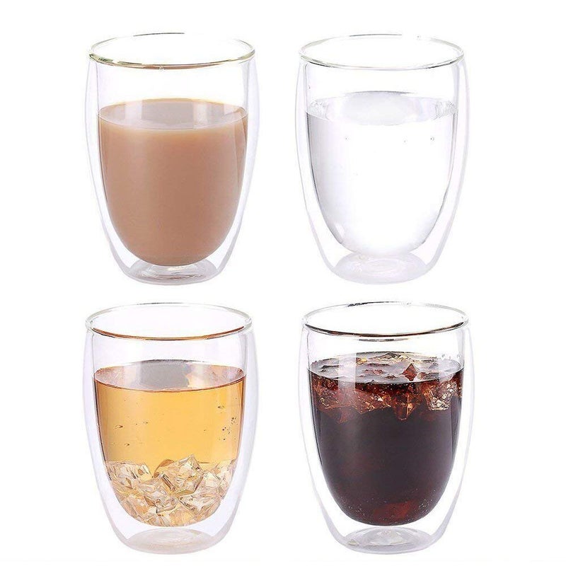 Baskety Double Wall Glass Cup 350ML, Handmade,11.8OZ, Hot & Cold Drinks (Pack of 2) - Image 3