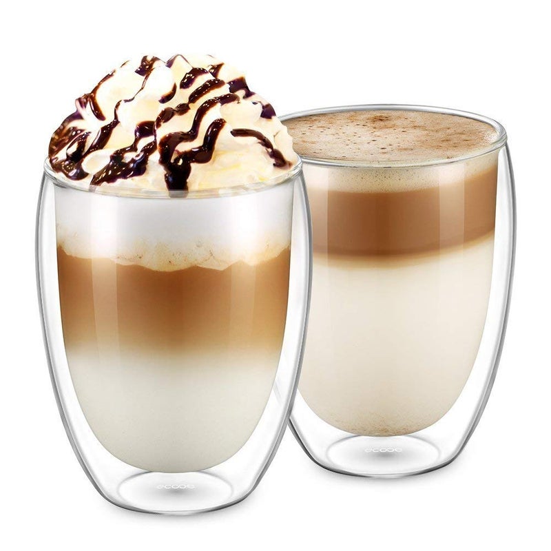 Baskety Double Wall Glass Cup 350ML, Handmade,11.8OZ, Hot & Cold Drinks (Pack of 2) - Image 1