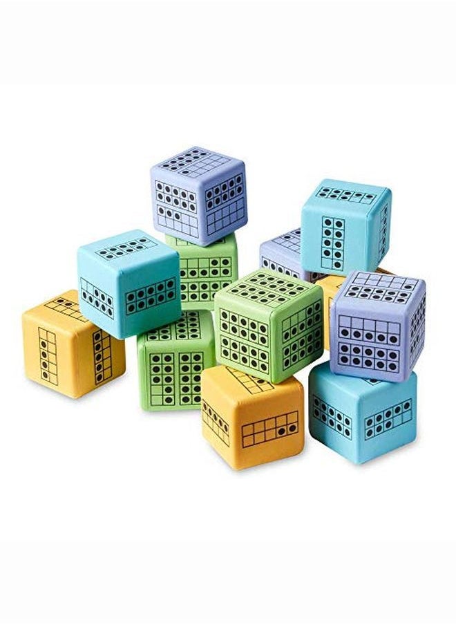 hand2mind - Ten Frame Math Dice Activity Set Foam Dice For Classroom 10 Frame Math For Counting And Subitizing Ten Frame Math Manipulatives Math Games Ten Frame Dice Large Foam Dice (12 Cubes) - Image 1