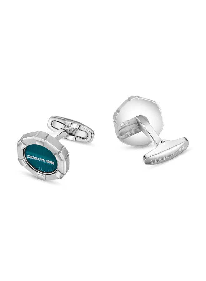 CERRUTI 1881 Cuff 3G CufflinksBlue Plating and Iconic LogoTimeless Elegance for Men
