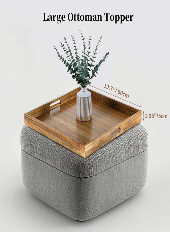 Hanobe Ottoman Tray for Table Top: 20'‘ Large Wood Decorative Trays for Home Decor - Acacia Coffee Table Serving Tray with Handles for Living Room - Image 4