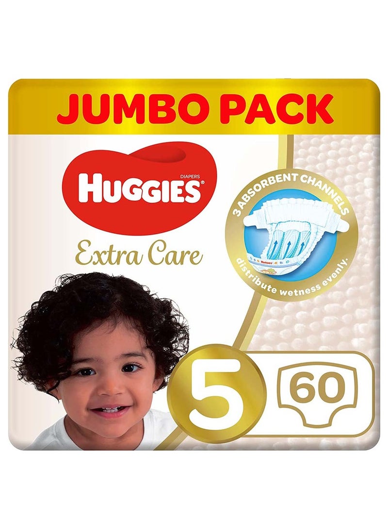 HUGGIES Huggies Extra Care Baby Diapers, Size 5, 12-22Kg, Pack of 60's - Special Price