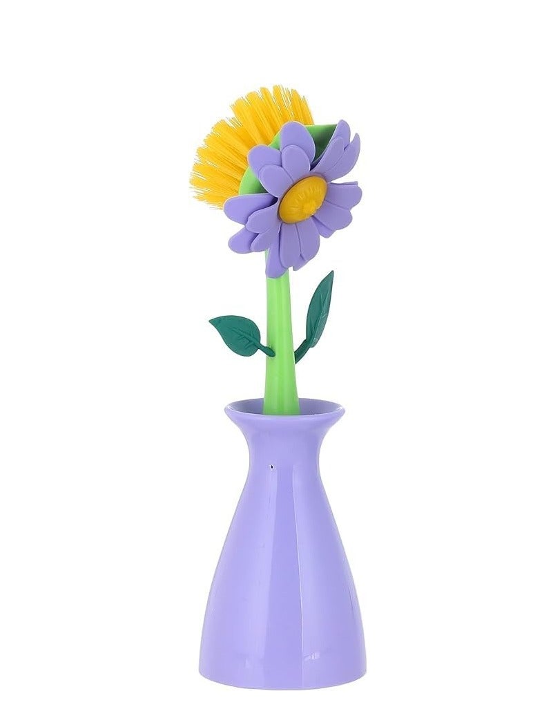 Total of 2 dish cleaning brushes in the shape of a rose Multi-colored - Image 2