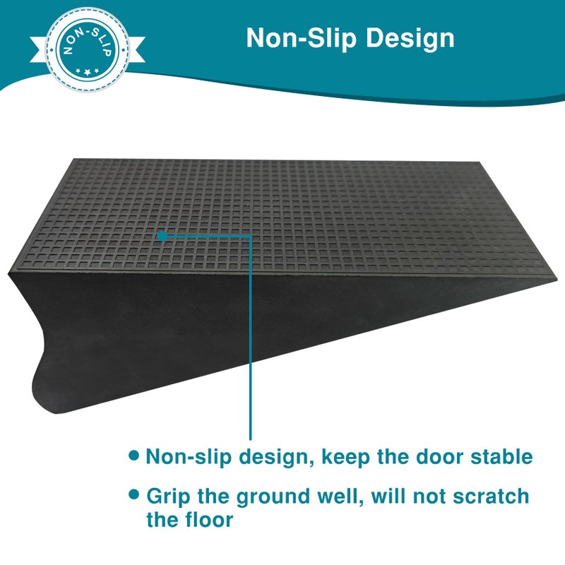 Eumtenr Rubber Door Stoppers for Bottom of Door, Large Solid Heavy Duty Door Stop Wedge, Big Black Strong Tall Doorstopper, Non-Slip Doorstop Wall Protector for Home Office School Commercial, 2 Pack - Image 4