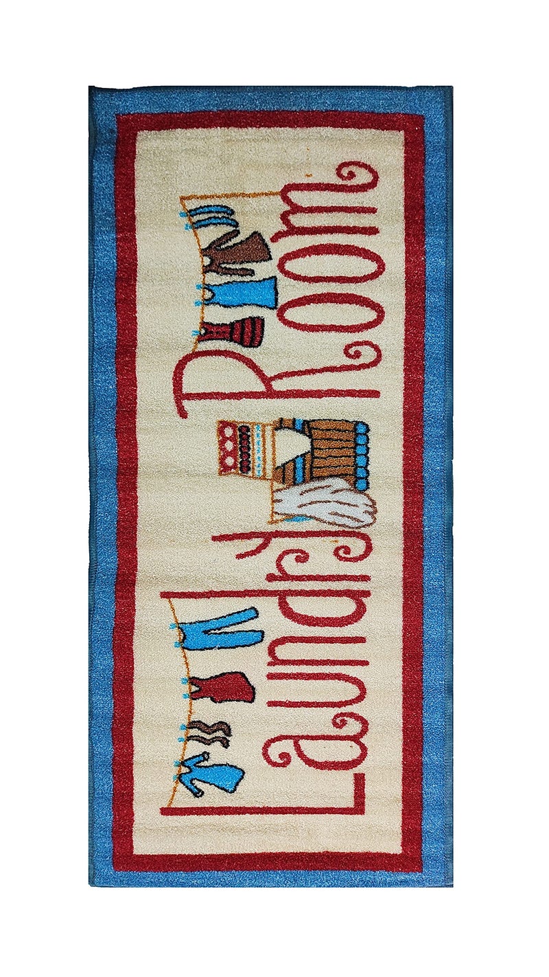 Status Contract Status Floor Runner Rug for Laundry Room Printed Nonslip Rubber Backer Floor Mat Durable Carpet Mats (55x140 cm) or (22x55inch) (Multi - D3) - Image 2