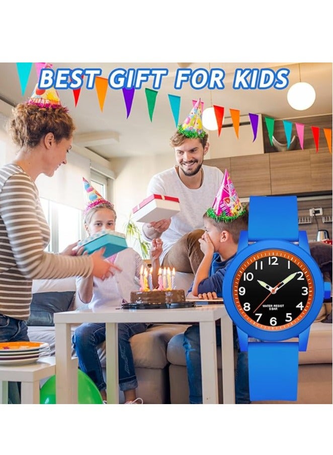 ساعة أنالوج للأطفال من الجنسين تتناسب مع الأولاد والبنات من 5 إلى 18 عامًا، تساعد في تعلم الوقت وسهلة القراءة، تصميم بسيط مع مزيج ألوان، ساعة معصم بحزام ناعم مقاومة للماء حتى عمق 5ATM. - Image 5