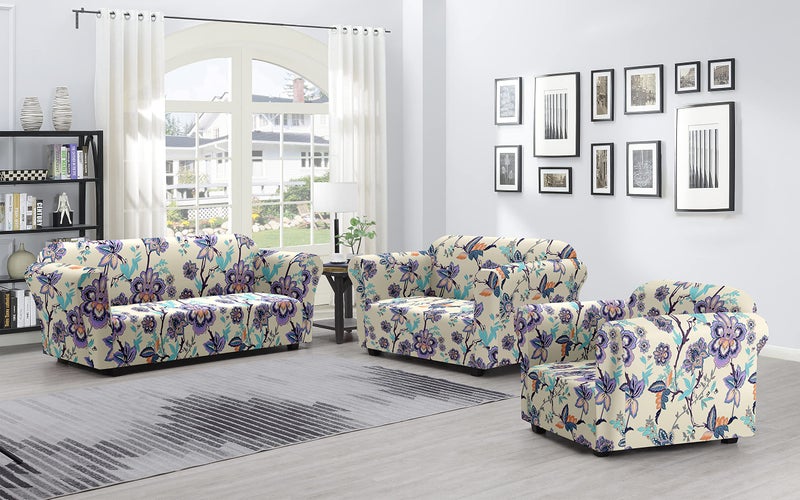 House of Quirk Universal Single Seater Sofa Cover Big Elasticity Cover for Couch Flexible Stretch Sofa Slipcover (Beige/Blue Butterfly, 90-145cm) - Image 5
