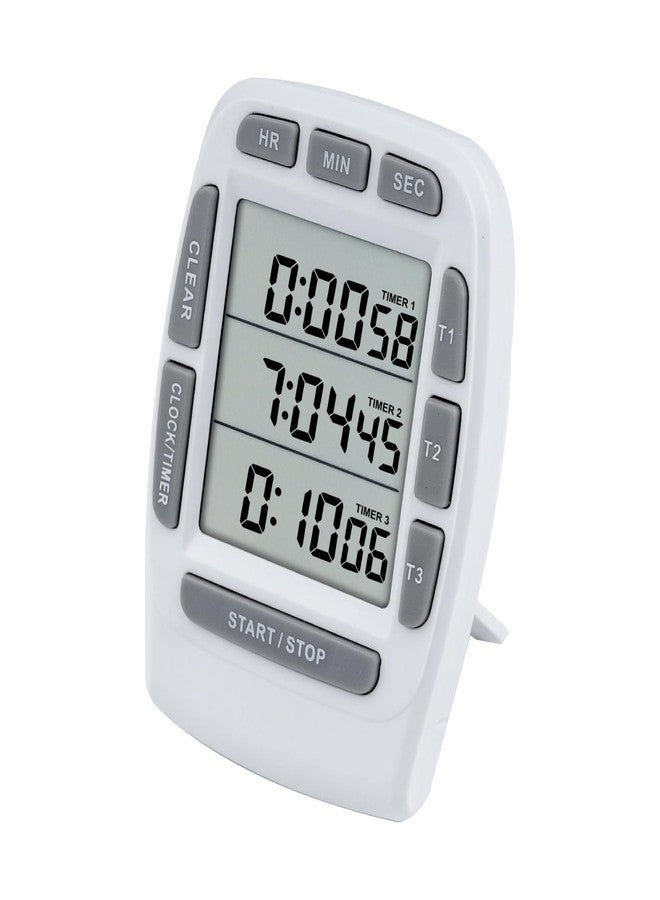 Jayron JR-KT001 Digital Timer Large LCD 3 Channel Countdown Timer,Kitchen Timer,Count Down Count Up Timer Cooking Timer Reset Clock Alarm Loud Strong Magnet Bracket for Kids Elderly (White) - Image 1