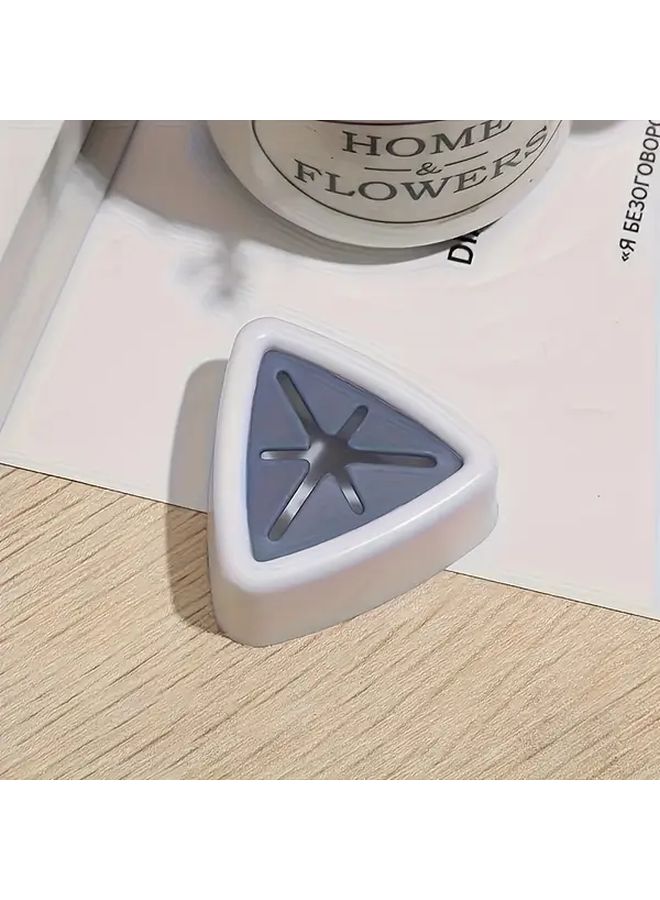 حامل مناشف أبيض مثبت على الحائط قطعتان تصميم مثلثي بدون حفر للمطبخ والحمام - Image 1