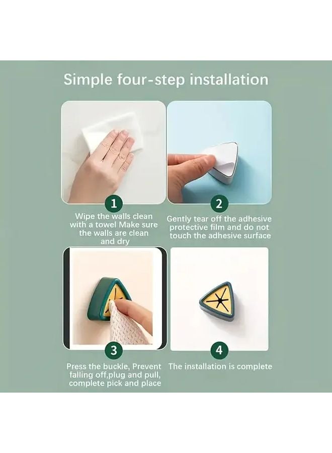 حامل مناشف أبيض مثبت على الحائط قطعتان تصميم مثلثي بدون حفر للمطبخ والحمام - Image 5