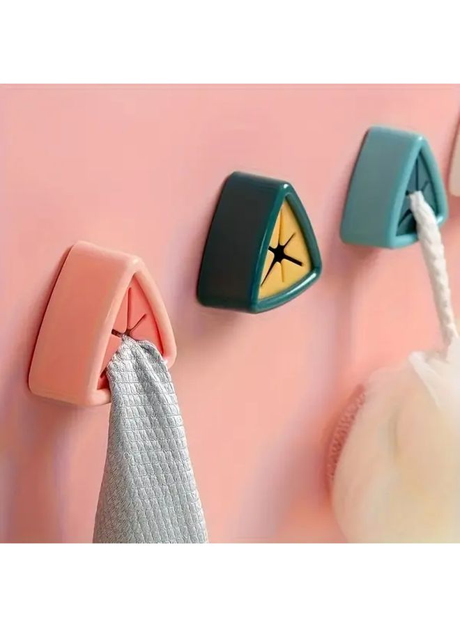 حامل مناشف أبيض مثبت على الحائط قطعتان تصميم مثلثي بدون حفر للمطبخ والحمام - Image 2