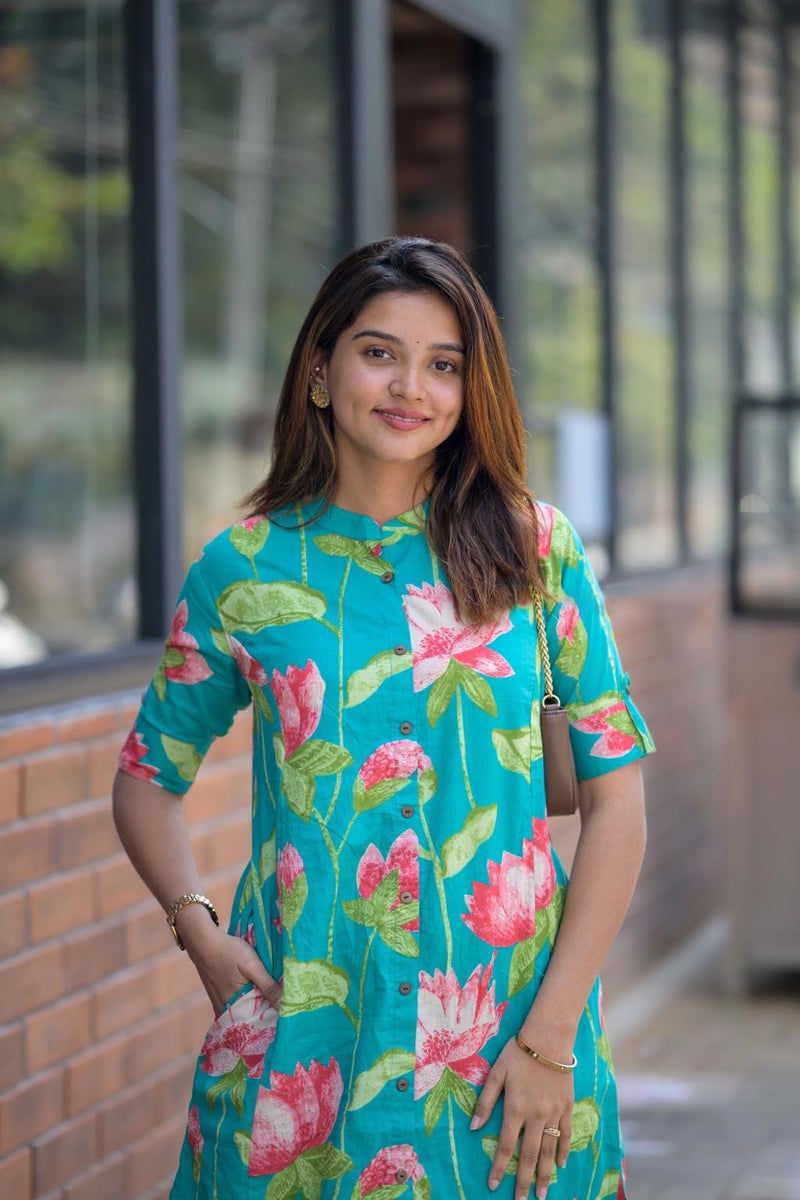 ANNI Designer Women's Rayon Viscose Straight Printed Kurta with Pant (Ladat Green_3XL_Green_XXX-Large) - Image 4