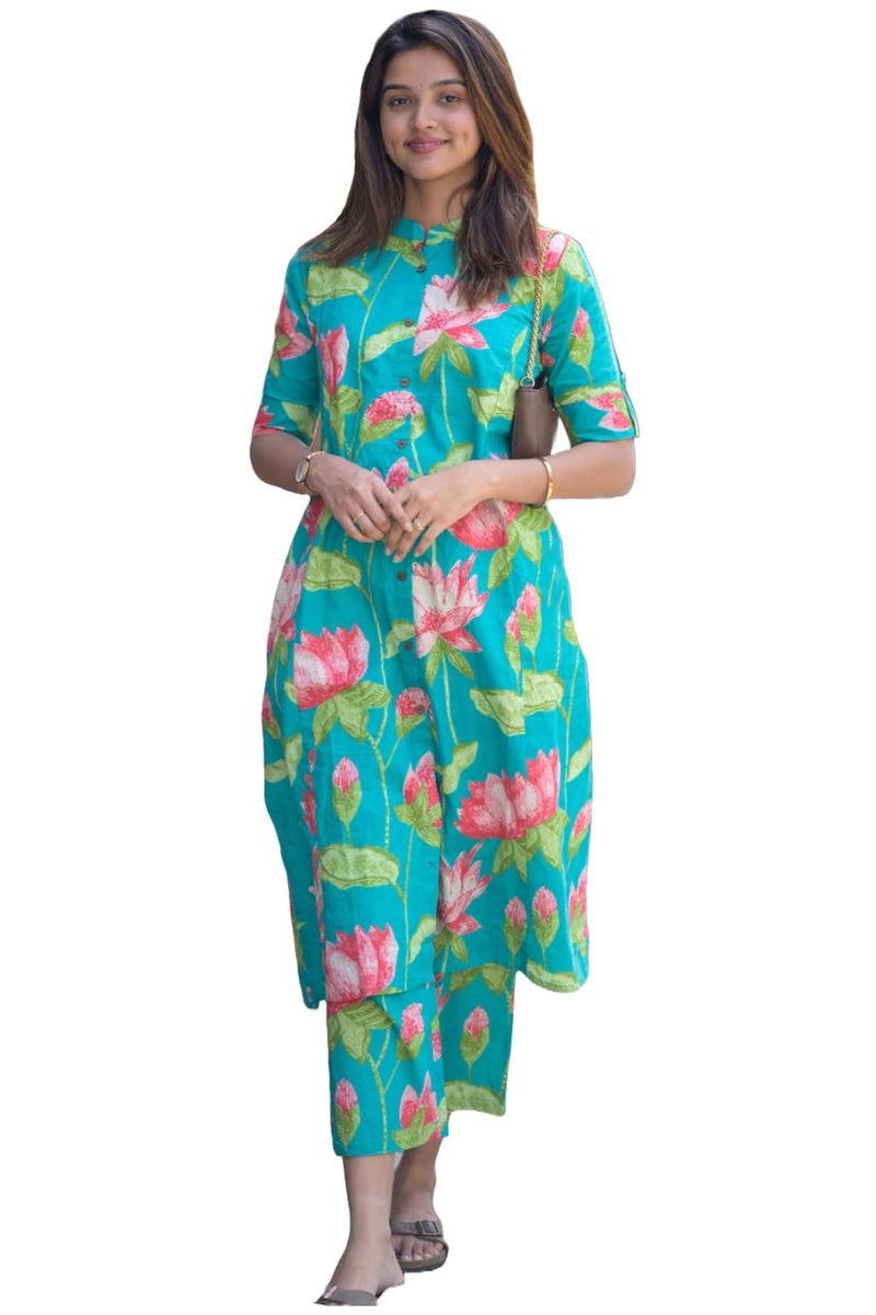 ANNI Designer Women's Rayon Viscose Straight Printed Kurta with Pant (Ladat Green_3XL_Green_XXX-Large) - Image 5