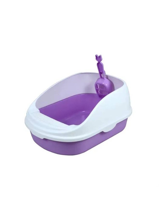 Open litter box with frame and scoop for cats 55.5×39×26 cm - Purple