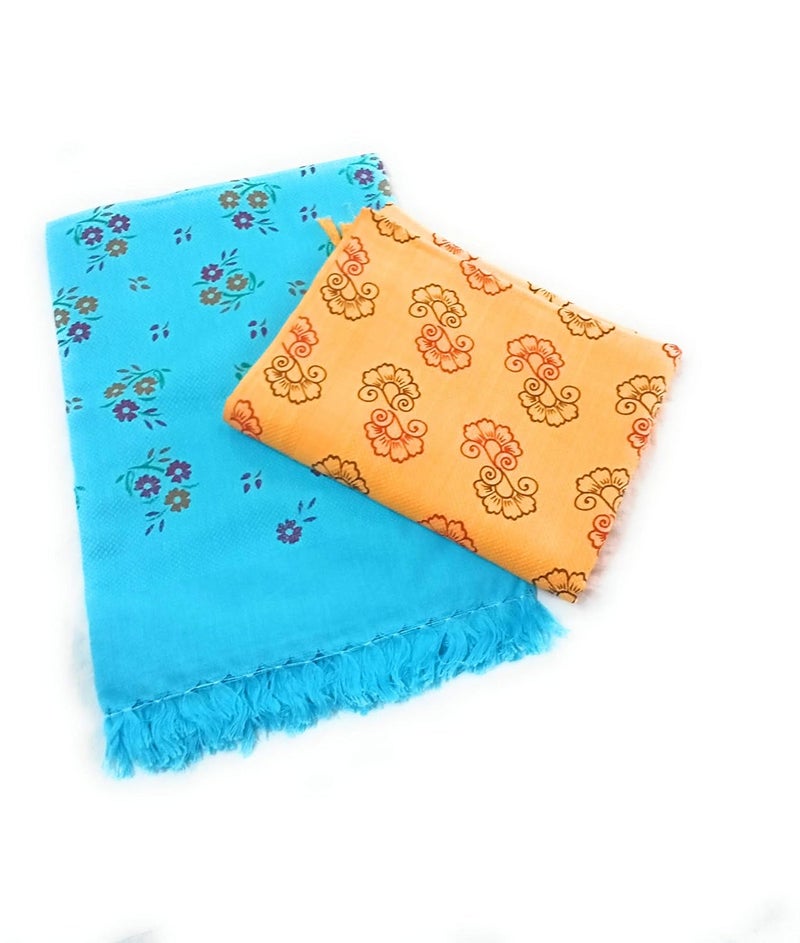 Khadi Cotton bath towels Floral Printed Soft Cotton Bath Towels Soft Multi Colored TowelsLong Bath Towels Size 60X30 Set of 2 Suitable for All Men and Women_SAYA21