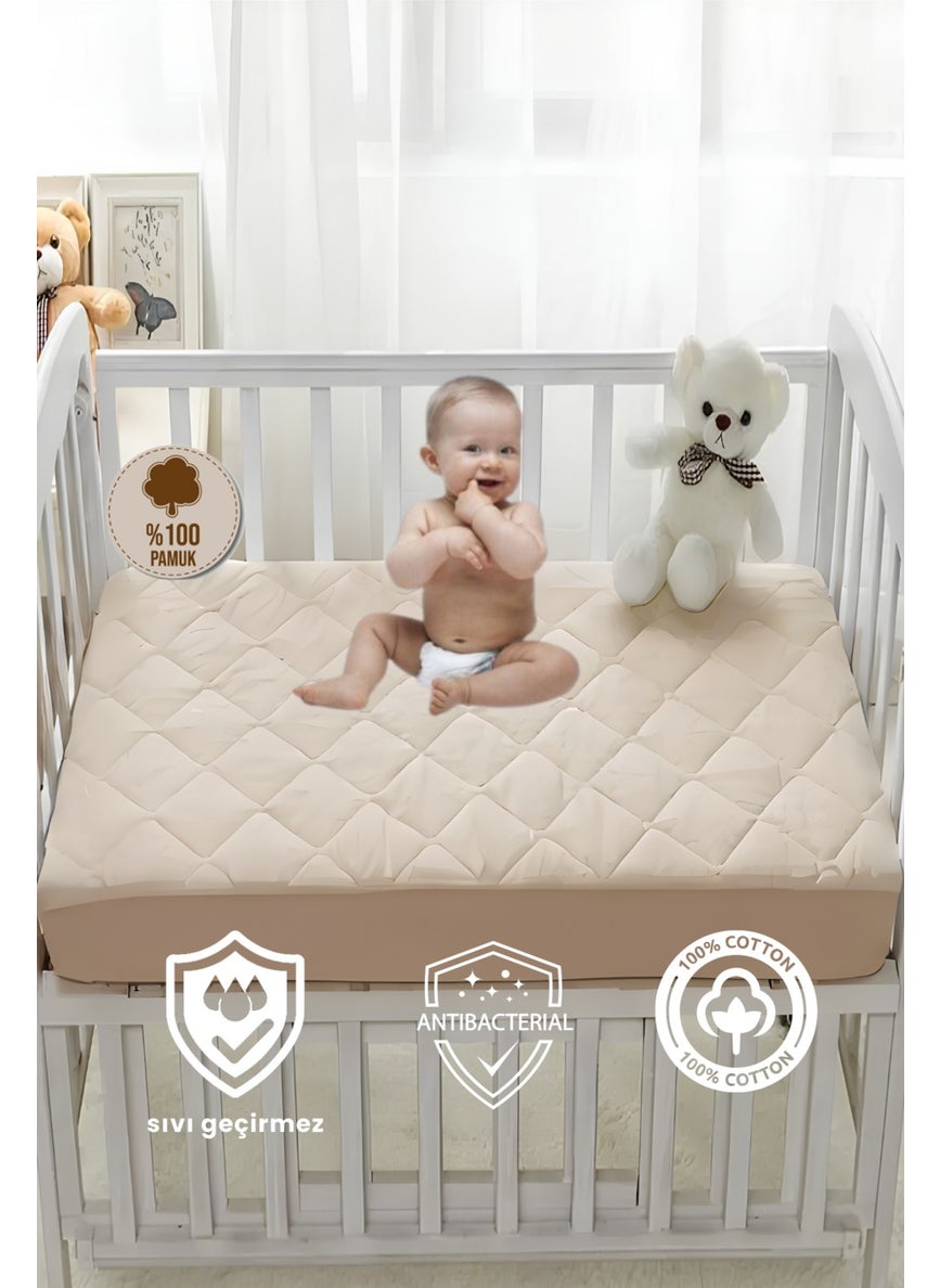 Formeya Cotton Quilted Fitted Water Liquid Proof Baby-Child Mattress Protector, Park Bed Crib Mattress Protector 