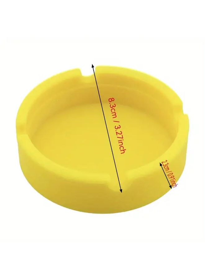 Luminous Yellow Round Ashtray Durable Easy Clean Rubber Perfect Home Party Bar Accessory Modern Decor - Image 3