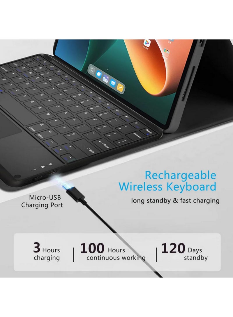 For Xiaomi Redmi Pad SE 2023 11inch Keyboard Case PU Leather Cover with Detachable Bluetooth Keyboard and Touchpad Multi Angle Viewing Stand for Tablet - Image 3