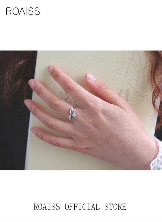 roaiss - Finger Ring Hug Shape Adjustable Size for Women Silver - Image 1