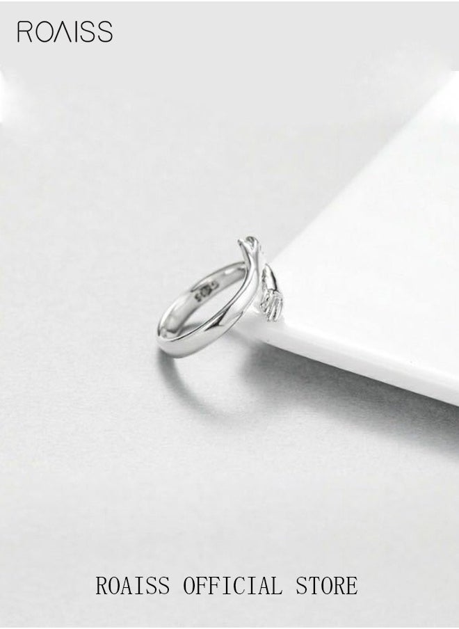 roaiss - Finger Ring Hug Shape Adjustable Size for Women Silver - Image 1