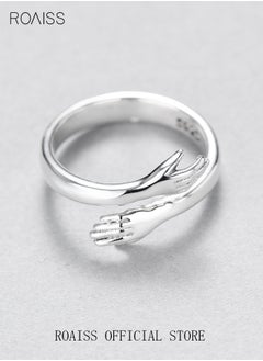 roaiss Finger Ring Hug Shape Adjustable Size for Women Silver  - Image 5
