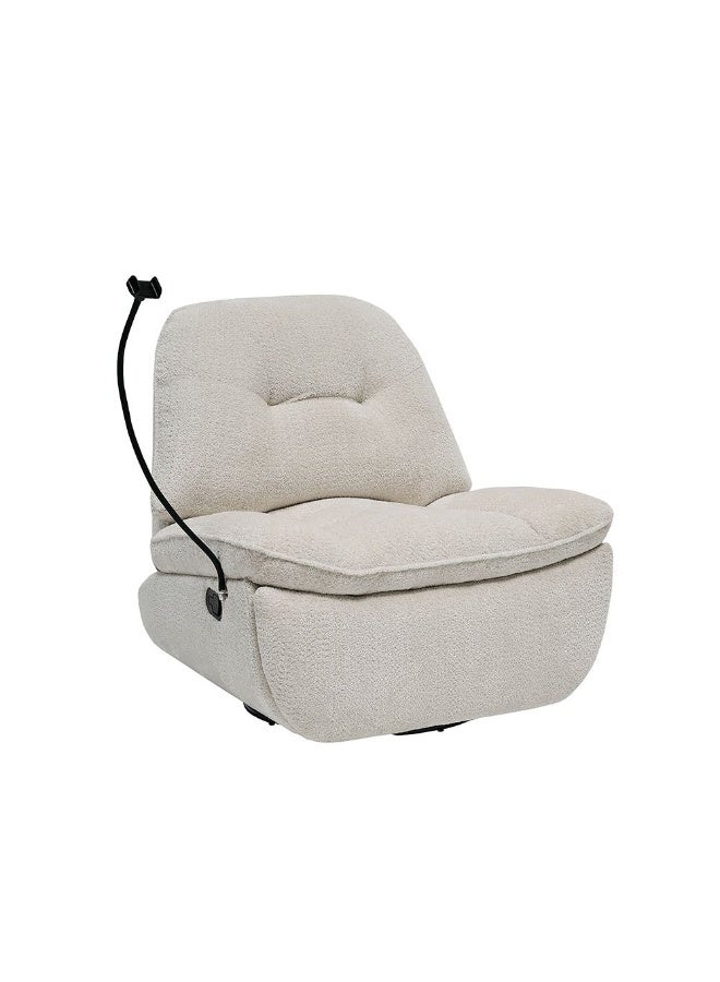 DANUBE HOME Benson Manual Fabric Recliner With Glider Swivel And Phone Support Comfortable Lounge Chair For Living Room Modern Swivel Recliner For Home – White - Image 5