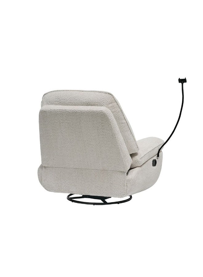 DANUBE HOME Benson Manual Fabric Recliner With Glider Swivel And Phone Support Comfortable Lounge Chair For Living Room Modern Swivel Recliner For Home – White - Image 3