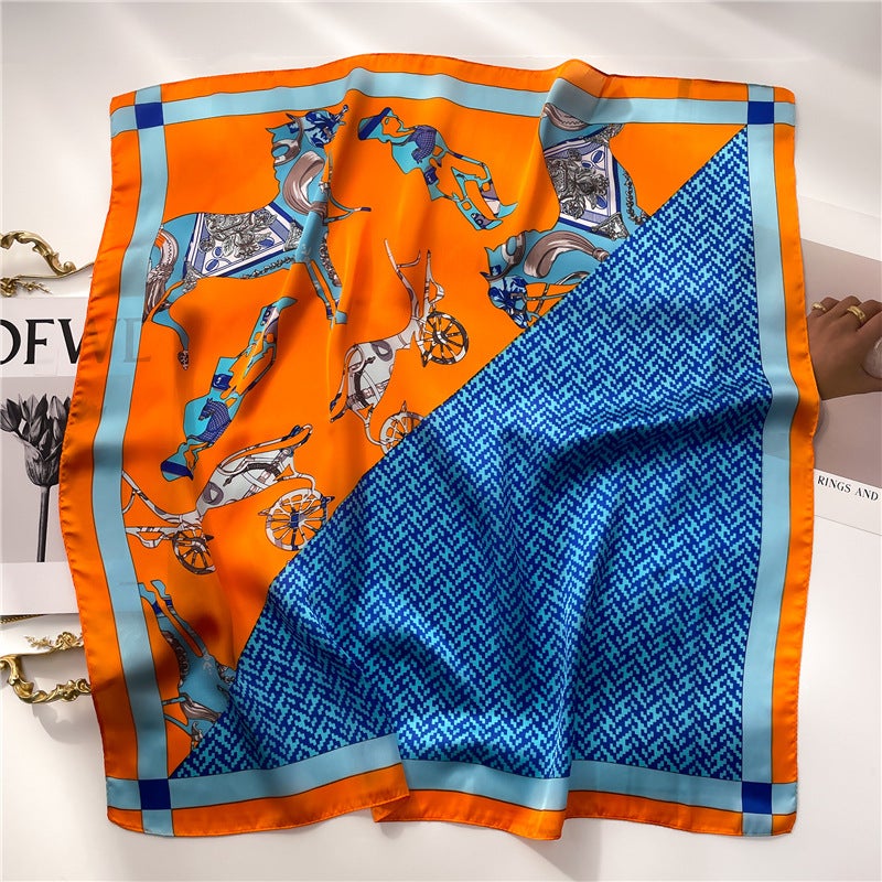 Factory wholesale scarves ladies scarf shawls 70cm Korean small square silk satin printed spring and summer sunscreen scarf  - Image 5