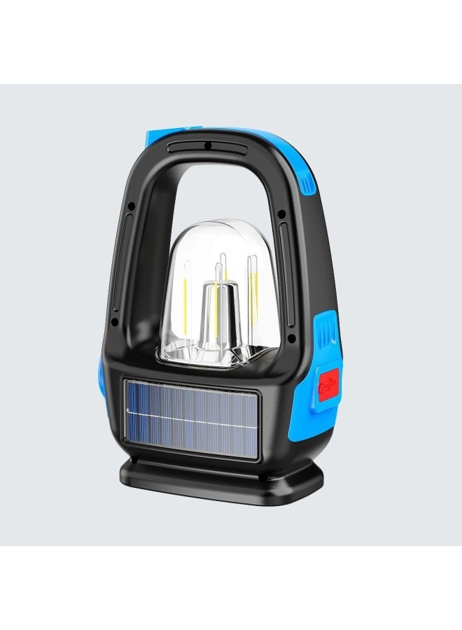 Solar Rechargeable Portable Lamp Multifunctional Outdoor Camping Portable Searchlight White Light Yellow Light Far And Near Double Light Source