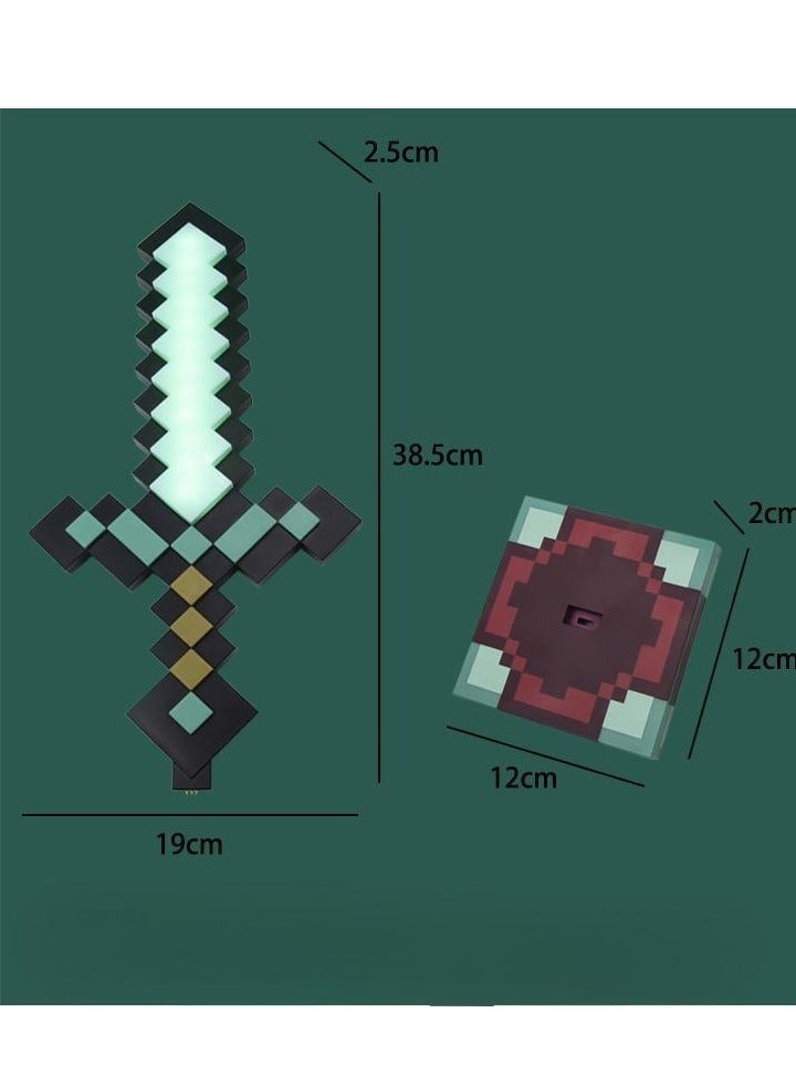 كيلا مصباح مكتب USB من Minecraft Diamond Sword مقاس 38.5 سم مزود بإضاءة ليلية LED - لعبة إضاءة بجانب السرير مزخرفة وممتعة وآمنة ورائعة للأطفال والأولاد والمراهقين والبالغين واللاعبين - مثالية لغرف نوم العائلة أو غرف المعيشة أو المكاتب - Image 5