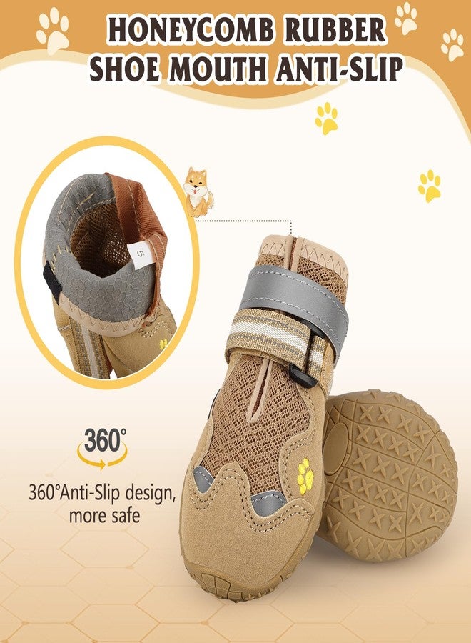 FISHOAKY Dog Shoes for Large Medium Small Dog, Mesh Breathable Dog Shoes for Hot Pavement, Anti-Slip Dogs Boots Paw Protectors with Reflective for Outdoor Walking Indoor Hardfloors(Size 7) - Image 3