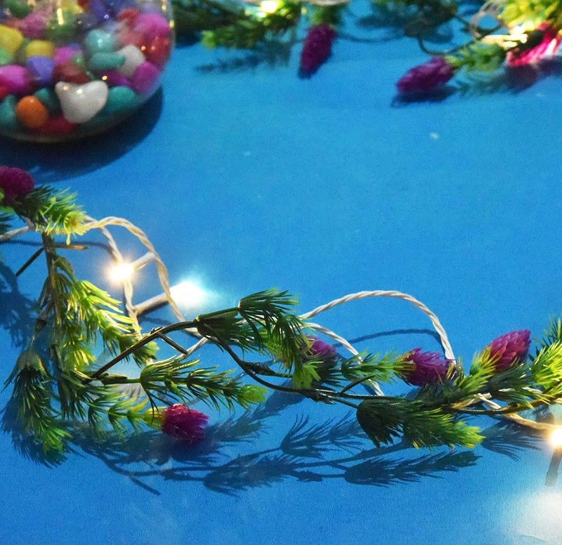 brown leaf Beautiful MulberryShahtoot Artificial Garland Leaves String for Wall Hanging Outdoor Garden Diwali Christmas and Home Decoration Blue Mulberry - Image 4