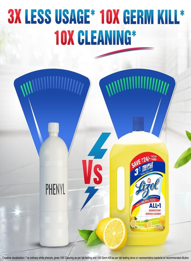 Lizol 2 Litre - Citrus, Disinfectant Surface & Floor Cleaner Liquid | Suitable for All Floor Cleaner Mops | Kills 99.9% Germs| India's #1 Floor Cleaner (Pack of 2 - Image 3