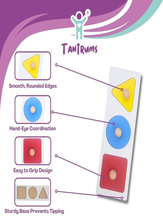 Tantrums Multicolor Educational Geometry Shapes Board with Square Circle Triangle Puzzle for Leaning |Early Childhood (Toddler Shapes) - Image 5
