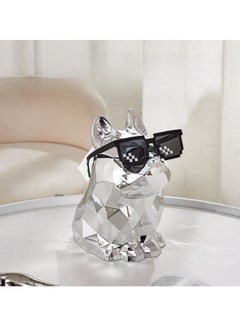 MIXDE French Bulldog Tissue Box Cover, Dog Statues Electroplated Silver Tissue Box Holder for Living Room Bedroom Book Shelf Desktop  - Image 4