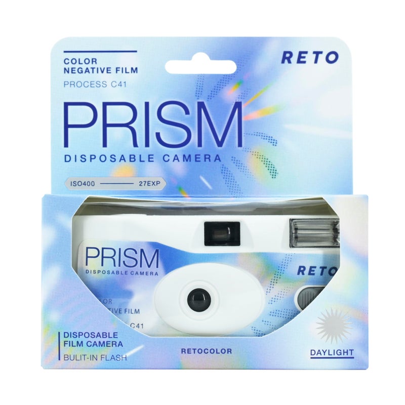 Retocolor Prism 400 35mm Disposable Film Camera 27EXP, ISO400, Color Negative Film, Focus Free, Easy to Use, Built in Flash, Single Use (Film and Battery Included) - Image 1