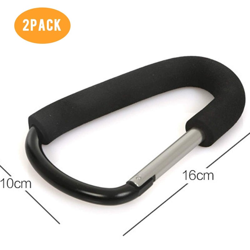 TGOOD Stroller Hooks-2pacs X-Large 16cm(6.3") of Multipurpose Hook Clips-for Mommy Shopping Bags,Baby Diaper Bags,Groceries,Clothing,Purse(Stroller Accessories-Black). - Image 2
