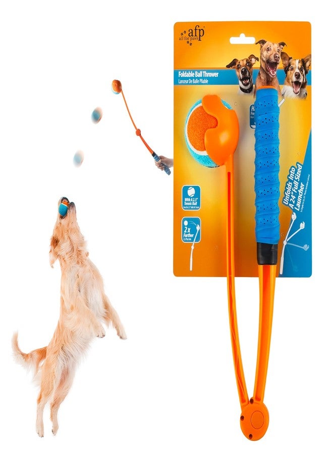 all for paws AFP 25“ Dog Ball Launcher - Interactive Dog Toy for Outdoor, Foldable, Lightweight Design with Non-Slip Handle, Includes Medium Ball (2.5'') - Image 1