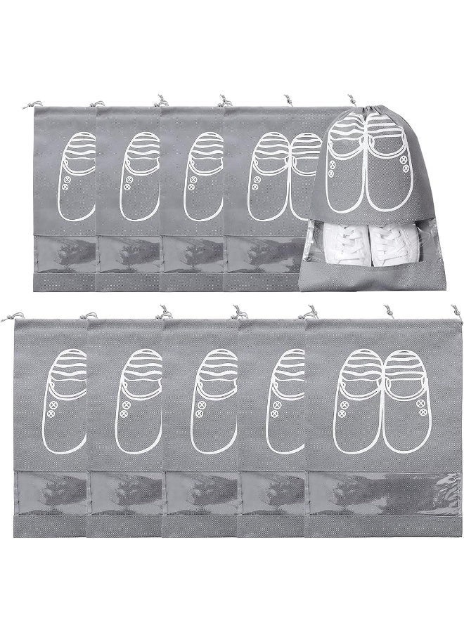 ECVV Drawstring Portable Shoe Bags for Travel/Sports/Gym, Washable Reusable Storage Bag Shoe Organizer, Waterproof Dustproof See-Through Shoe Pouch Set - Image 1