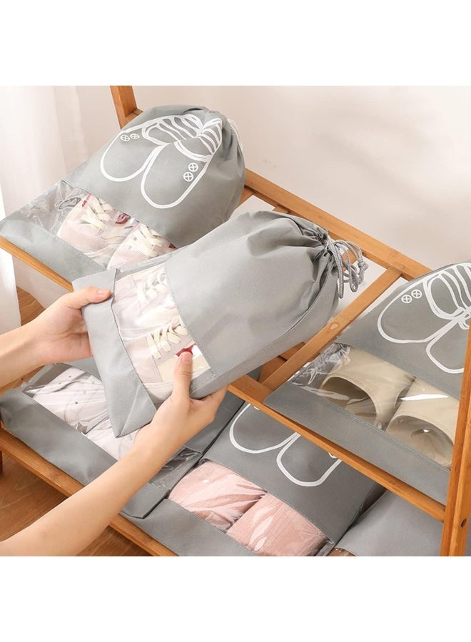 ECVV Drawstring Portable Shoe Bags for Travel/Sports/Gym, Washable Reusable Storage Bag Shoe Organizer, Waterproof Dustproof See-Through Shoe Pouch Set - Image 2