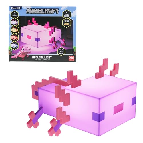 Paladone Minecraft Axolotl Light Officially Licensed Five Color Modes Minecraft Lamp to Decorate Your Gaming Desk or Night Stand Bedroom Decor for Minecraft Gamers Battery Powered - Image 1