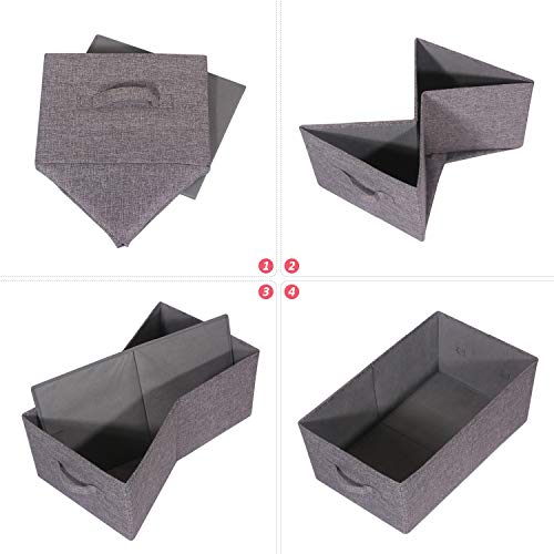TENABORT Set of 3 Closet Organizer Bins with Handle, Fabric Foldable Storage Baskets Cloth Box Containers for Shelves Home Office Clothes Clothing - Image 3