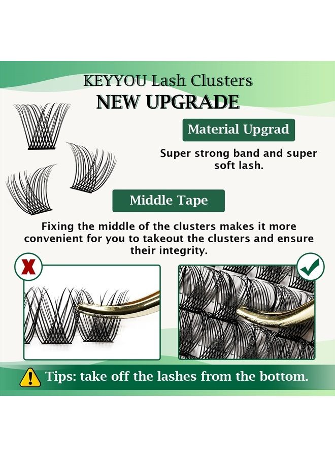 KEYYOU Lash Clusters,96 Pcs Cluster Lashes D Curl 10-18MIX DIY Lash Extensions Eyelash Clusters,KEYYOU Volume Wispy Individual Lashes Soft&Comfortable Easy DIY at Home(Y13,D-10-18MIX) - Image 2