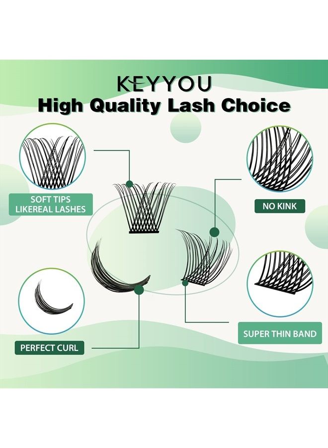 KEYYOU Lash Clusters,96 Pcs Cluster Lashes D Curl 10-18MIX DIY Lash Extensions Eyelash Clusters,KEYYOU Volume Wispy Individual Lashes Soft&Comfortable Easy DIY at Home(Y13,D-10-18MIX) - Image 3