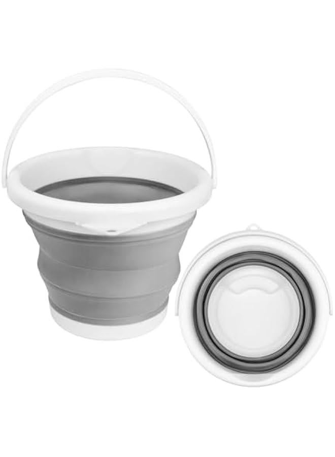 HOOKOR Collapsible Mop Bucket and Ice Bucket-10L(2.6 Gallon) Household Cleaning Silicone Dust Mops Bucket, Portable Bathroom Cleaning Supplies Bucket for Cleaning Caddy Spin Mops for Floor, Off-White - Image 1