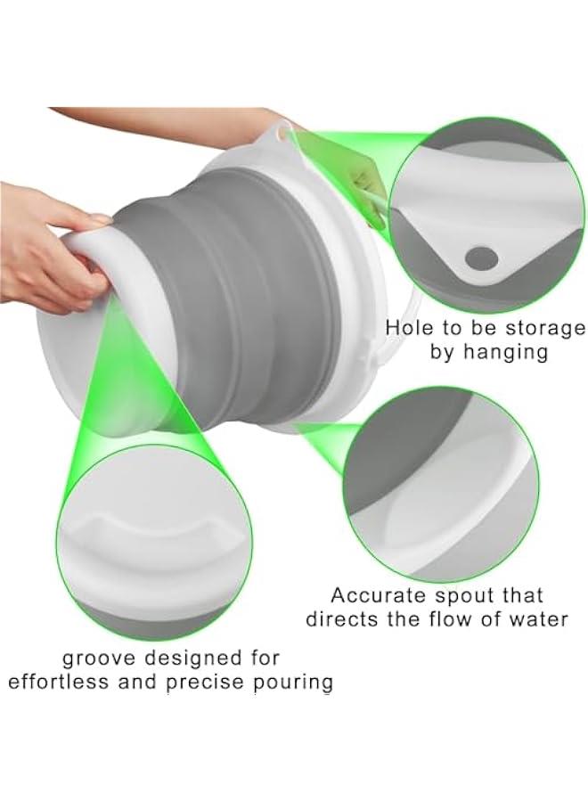 HOOKOR Collapsible Mop Bucket and Ice Bucket-10L(2.6 Gallon) Household Cleaning Silicone Dust Mops Bucket, Portable Bathroom Cleaning Supplies Bucket for Cleaning Caddy Spin Mops for Floor, Off-White - Image 5