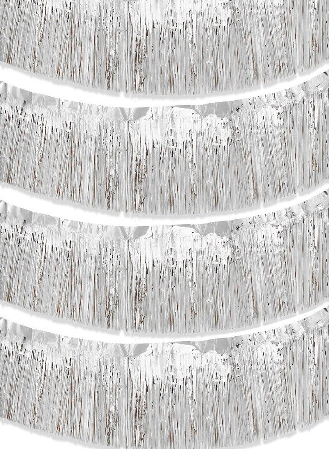 YESON Silver Parade Float Fringe,silver Fringe Banners,Silver Fringe Garland,For Parade Float Decorations,Graduation Ceremony Decorations Festival Celebration,11.8 in x 9.8 ft,4 pack - Image 1