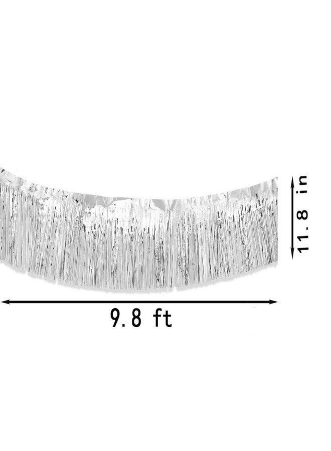 YESON Silver Parade Float Fringe,silver Fringe Banners,Silver Fringe Garland,For Parade Float Decorations,Graduation Ceremony Decorations Festival Celebration,11.8 in x 9.8 ft,4 pack - Image 2