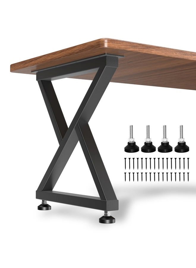 CHICAURA Metal Table Legs 28" H x 24" W,Heavy-Duty Z-Frame Black Table Base Support up to 1100 lbs,Industrial Modern DIY Furniture Legs for Kitchen Dining, Desk, and Workbench,Set of 2 - Image 1