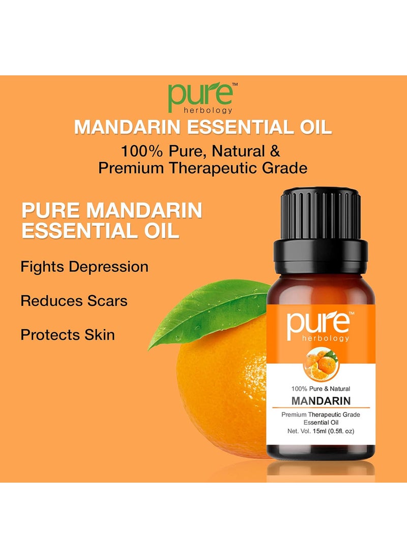 Pure Herbology - Pure Herbology Natural and Pure Mandarin Essential Oil for Improves Skin Tone & Adds Shine To Hair, Cruelty Free, 15 ml - Image 1